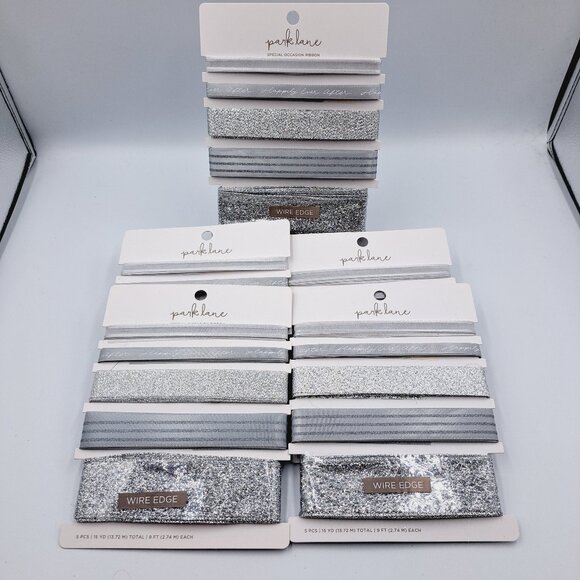 75 YDs Total Of Special Occasion Wedding Anniversary Silver Glitter Ribbon Sets - Picture 1 of 7